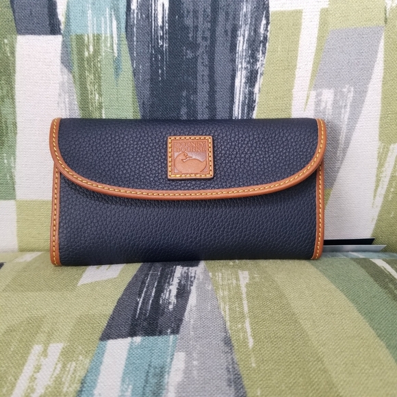 🎯DOONEY & BOURKE Pebbled Continental Clutch Wallet Midnight Blue Leather Duck - Picture 2 of 10